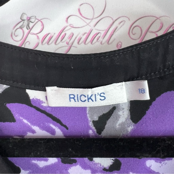 Ricki's long sleeve blouse half zip silver Black and Purple Floral Blouse - Picture 7 of 11